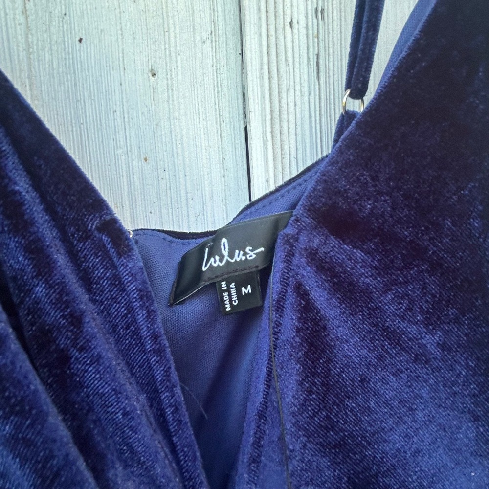 Lulus Stunning Invitation Navy Velvet Ruched‎ Sleeveless Maxi Dress Navy Blue M - Picture 6 of 11